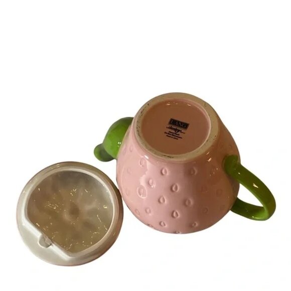 Lang Pink Strawberry Hand Painted Tea Pot & Lid NWT - Picture 6 of 11